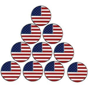 Lot of 10 Golf Ball Markers Assorted Patterns - Soft Enamel Technique